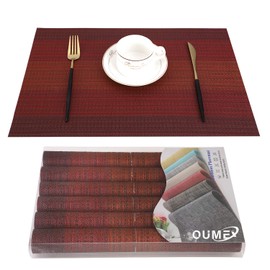 Oume Set of 6 Wipe-Clean Place Mats - Washable, PVC, Non-Slip, Tear-Resistant, Heat-Resistant Place Mats for Home or Restaurant - 30 x 45 cm