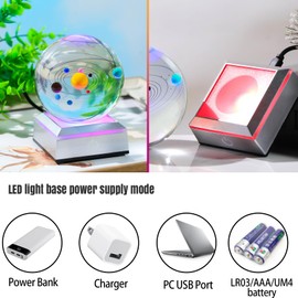 3D Crystal Solar System Ball 3.15inch with Silver LED Base, Astronomy Gifts Science Cosmic Room Decor, Universe Plants Gifts for Astronomy Lovers Physics Science Night Light Planet Lamp