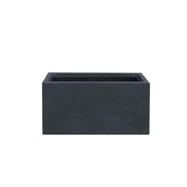 Kante 23.8" L Rectangular Charcoal Finish Lightweight Concrete Long Low Planter with Drainage Hole, Outdoor/Indoor Modern Planter for Garden, Patio, Deck, Living Room