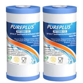 PurePlus 2 Pack Home Business Chlorine Free Drinking Water Filter Replacement Cartridges