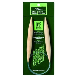 Clover Bamboo Circular Knitting Needles 24in/ No. 19, 24", Green,Brown