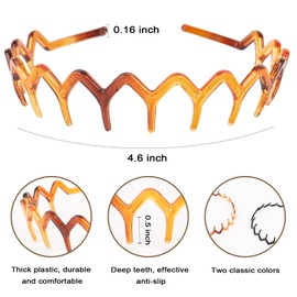 BAHABY 6 Pack Zig Zag Headbands for Women Non Slip Head Bands for Women's Hair Plastic Headband