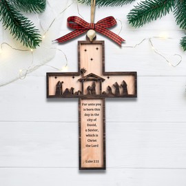 Rustic Wooden Christian Christmas Ornaments, Unique Christmas Ornaments, Religious Christmas Ornaments, Christian Christmas Decorations, New Home Christmas Ornament, White Elephant Gifts for Adults