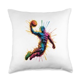 Electric Streetball Drip | Slam Dunk Basketball Art Graphic Throw Pillow