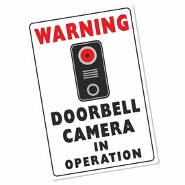 1 x Sign CCTV Doorbell Camera Sticker Recording in Operation 24hr Security Warning Vinyl Door Bell Video 90x60mm Portrait MG1 External