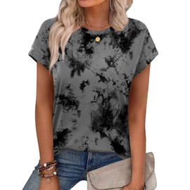 Alaroo Business Casual Shirts for Women Loose Fit Crew Neck Cute Tops Dressy Print 06 M