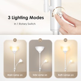 Gold Floor Lamps for Living Room, Bright Standing Lamp, 70.5" Tall Pole Lamp with 3 Lights, Modern Torchiere Tree Floor Lamp, Rotate Switch, 2700K LED Beads, 50,000hrs Lifespan,Corner Lamp for Bedroom