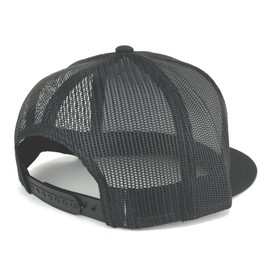 Flexfit 5 Panel American Flag Patched Snapback Mesh Charcoal Cap - White/Black Border