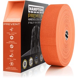 Hampton Adams | As Seen on Shark Tank | Elastic Kinesiology Tape (Bulk Roll) | 135ft Uncut | Supports & Protects Muscle Wrist Knee Shoulder Back Plantar Fasciitis | Waterproof Hypoallergenic (Orange)
