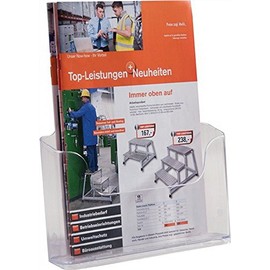 Brochure Holder for DIN A4 Transparent Acrylic Wall / Table Model