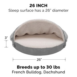 Furhaven Cozy Pet Beds for Small, Medium, and Large Dogs and Cats - Snuggery Hooded Burrowing Cave Tent, Deep Dish Cushion Donut Dog Bed with Attached Blanket, and More