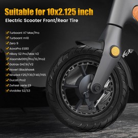 2-pack 10x2.125 Solid Tire,10 inch Shock Non-Pneumatic Scooter wheels,10x2.125 Explosion-Proof Tubeless Tyre Front/Rear Tire Replacement Wheel For Electric Scooter Accessories