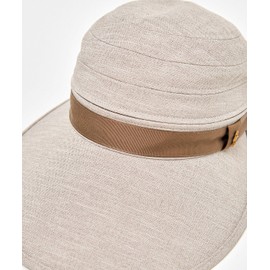 Muning Wear MG5SCP00L Women's Cap, 2-Way Visor, UV Protection, Heat Insulation, Linen Material, Cosmetics Care Tape, Golf, BG00 (beige)