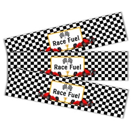 15 race car water bottle labels, stickers, tags decorations, checkered flag party supplies, birthday party, baby shower