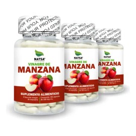 Vinagre De Manzana, 300 Cápsulas (3 Frascos 100 Cap C/u) Sabor Natural