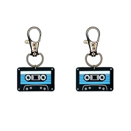 Cassette Tape Zipper Charm Set of 2 Badge Reel Accent Purse Collar Charm Yazzle Dazzle Music Musical Note Notes Vinyl Record Headphones Piano Guitar Drums Bass Mix Tape