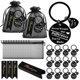 Yinkin 36 Pcs Employee Appreciation Gifts Bulk Thank You Gifts Keychain Appreciation Gifts for Staff Teacher Social Worker(Black)