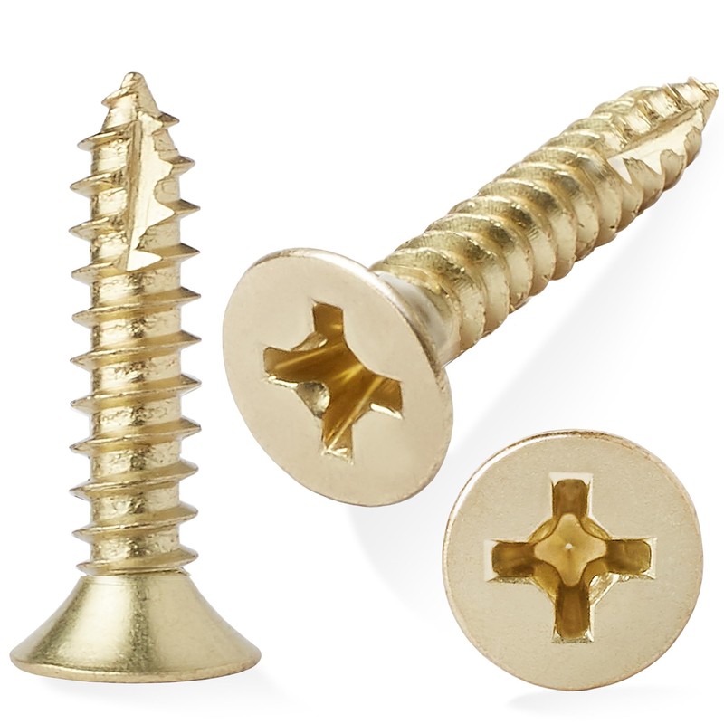 Cauldham Bright Brass Wood Screws #9 x 1 Inch for