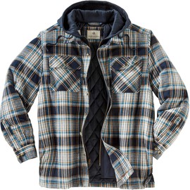 Legendary Whitetails Men's Size Maplewood Hooded Shirt Jacket, Blue Dusk Plaid, Large Tall