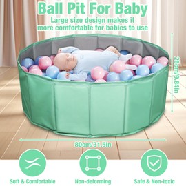 Foreverup Ball Pit, 80cm x 25cm Foldable Baby Ball Pit, Waterproof Kids Ball Pit, Portable Round Ocean Ball Pit for Baby, Indoor & Outdoor Play Playpen Ball Pit for Baby Toddler Boys Girls Dogs