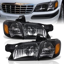 AJP Distributors Headlights Head Lights Corner Lamps Assembly Compatible/Replacement For Venture Silhouette Montana Trans Sport 1997 1998 1999 2000 2001 2002 2003 2004 2005 97 98 99 00 01 02 03 04 05