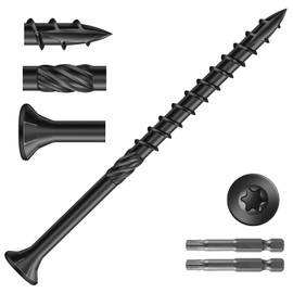 SG TZH #10 x 3 Inch Deck Screws (135Pcs) 2lb. Carbon Steel, Black, Flat Head, Rust Resistant epoxy Coated, with T25 Star Bit