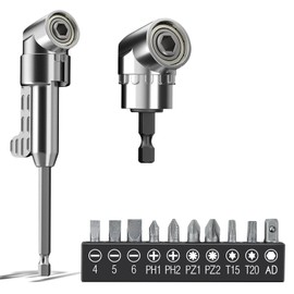 14 pieces 105° angle wrench, angle drill attachment, angle screwdriver attachment, angle attachment for cordless screwdrivers with 1/4 inch hex shank, adapter for drilling narrow spaces, for garage, construction workers