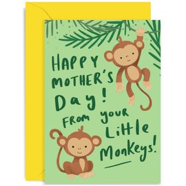 Old English Co. Cute Mother's Day Card from Young Children - From Your Little Monkeys Card for Mummy from Son, Daughter, Twins - 1st Mother's Day Card - New Mum Card | Blank Inside with Envelope