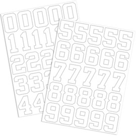 OIIKI 2 Sheet Sport Helmet Number Sticker, 0 to 4, 5 to 9 Vinyl Self-Adhesive Numbers Decal Stickers, 1.26 Inch Waterproof Big Number Stickers for Sports, Baseball