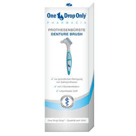 One Drop Only® - Pharmacia Prothesenzahnbürste/zuverlässige Zahnbürste für Prothesen/Denture Brush & Gebisszahnbürsten mit rutschfesten Griff und 2 Bürstenfelder