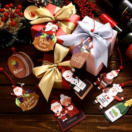 12 Pieces Christmas Santa Wine Barrel Ornament Hanging Santa Decoration S'Mores Wine Lover Christmas Santa Chef with Wine Lover Barrel Ornament for Tree Holiday Party