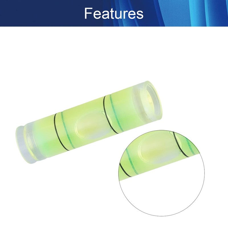 Hegebeck 10Pcs Small Cylindrical Bubble Spirit Level Vials, 9.5×34 mm/