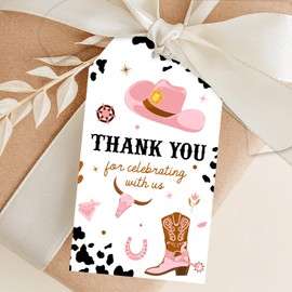 50PCS Western Cowgirl Thank You Tags Rodeo Birthday Gift Tags Last Rodeo Bachelorette Decorations Aint My First Rodeo 2 Birthday Party Decorations Girls Women Bday Bachelorette Party Supplies
