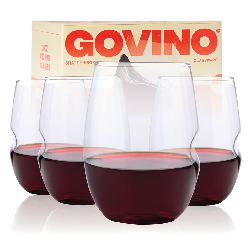 Unbreakable Stemless Wine Glass – Set of 4, 16oz, Dishwasher