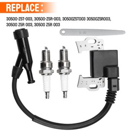 30500-Z5T-003 Ignition Coil with 4 Prong Connector for Honda Gasonline Engine GX390 GX340 Replace 30500-Z5R-003 30500Z5T003 30500Z5R003 ignition coils and spark plugs set with 0.4 Feeler Gauge
