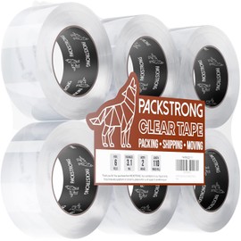 Packstrong Industrial Grade Clear Packing Tape (6 Rolls) - Extra Strong - 110 Yards per Roll - 2" Wide x 3.1 mil Thick, Acrylic Adhesive Heavy Duty Tape for Box Office Moving Packaging Shipping