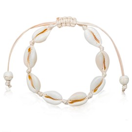 IHLOOTD Shell Anklet Women, Boho Anklet Ankle Jewellery Adjustable Shell Bracelet Foot Jewellery Natural for Women Girls Hawaiian Summer Beach Party, Natural Shell, No Gemstone