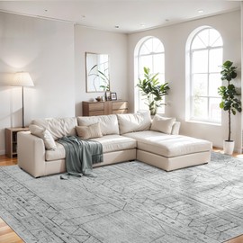 Area Rug Living Room Washable Rugs:6x9 Large Modern Abstract Indoor Thin Low Pile Carpet for Dining Bedroom Farmhouse Non Slip 6 by 9 Indoor Nursery Home Office