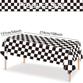 ASLERMURE 1 Pack Black and White Checkered Tablecloths Race Car Theme Tablecloths for Motor Racing Birthday Party Decorations, 54" x 108
