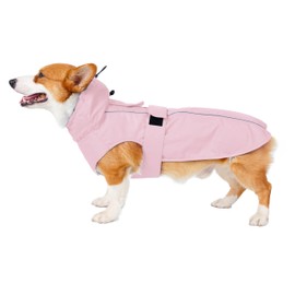 Waterproof Dog Raincoat with Reflective Strip, Adjustable Breathable Rain Coat Jacket with Leash Hole for Dogs (Pink, X-Small)