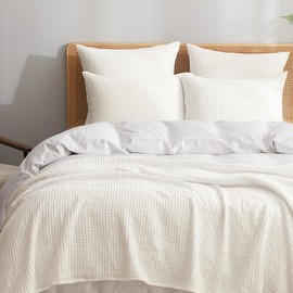 PHF Ultra Soft Waffle Weave Pillowcases King Size 20" x 36" 2 Pack, No Insert, Breathable Skin-Friendly Pillow Shams, Decorative Waffle Weave Pillow Case Covers, Coconut White