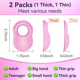 [2 Pack & 2 Size] Baseball Thumb Guard for Pro Batters, Hitter Training Aid, Thumb Guard Baseball & Softball Baseball Batting Grip Baseball Accessories Training Equipment Reduce Bat Sting-Pink