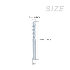 sourcing map Double Ended Screws (M6 Thread 70mm Long) 10pcs, Hanger Bolts Self-Tapping Double Sided Screws - for Home Repairs