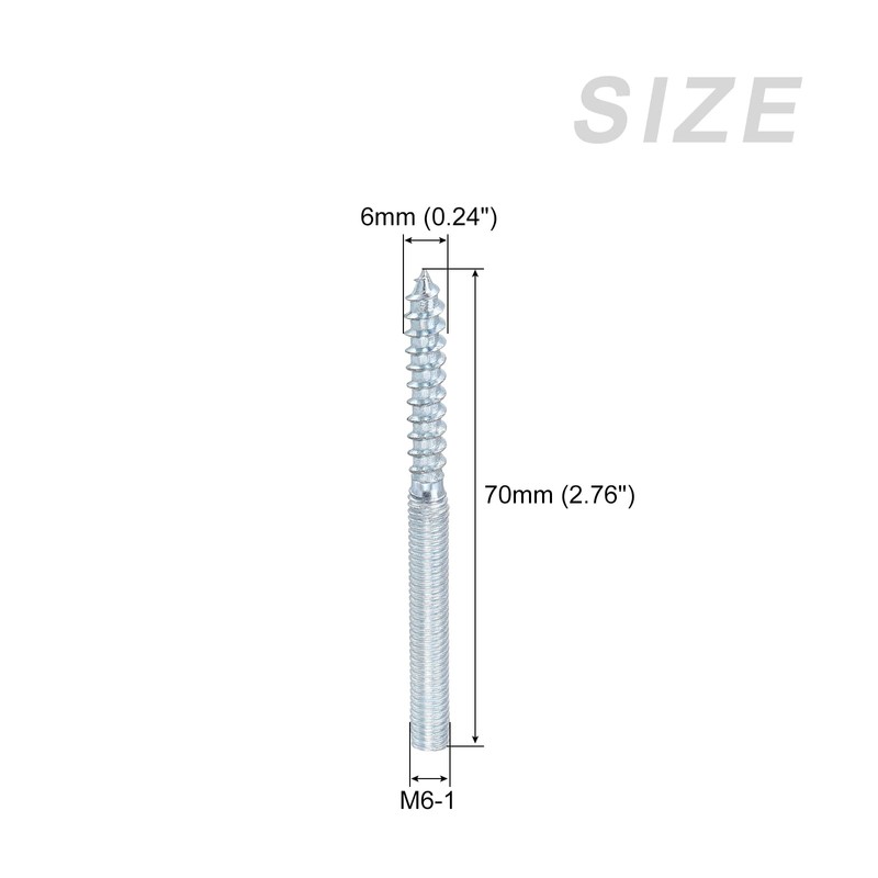 sourcing map Double Ended Screws (M6 Thread 70mm Long) 10pcs,