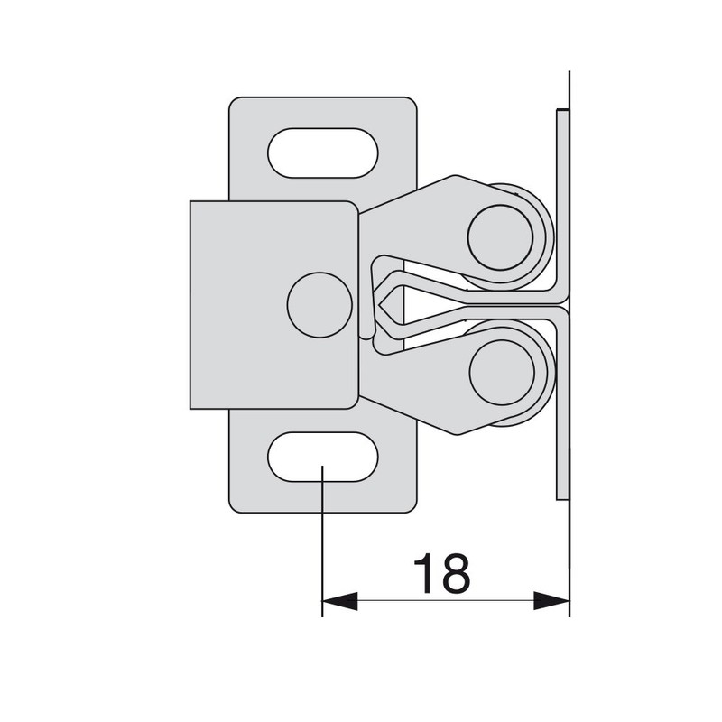 Emuca 1275505 Double roller catch for hinged furniture door, Set