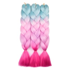 BACANA Purple Braiding Hair Ombre (Purple/Light Purple) 3pcs Jumbo Braiding Hair Extensions for Crochet Braids Twist 24 Inch 100G Hot Water Seal Soft Synthetic Fiber