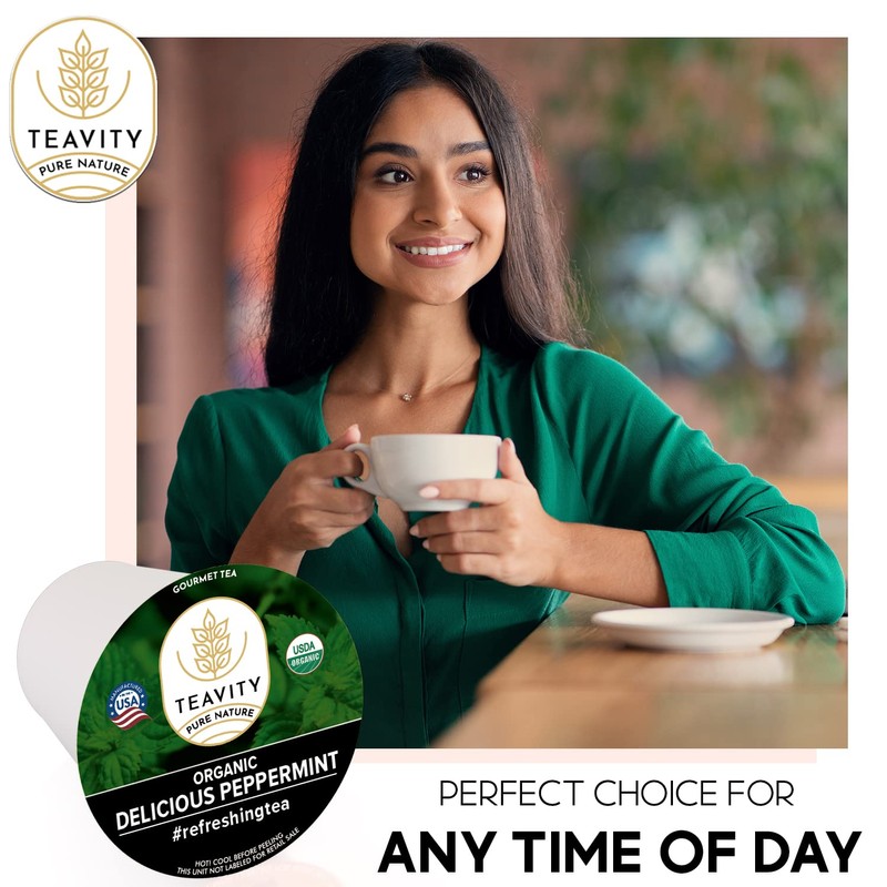 Organic Peppermint Tea Pods for Keurig - Decaf Tea by
