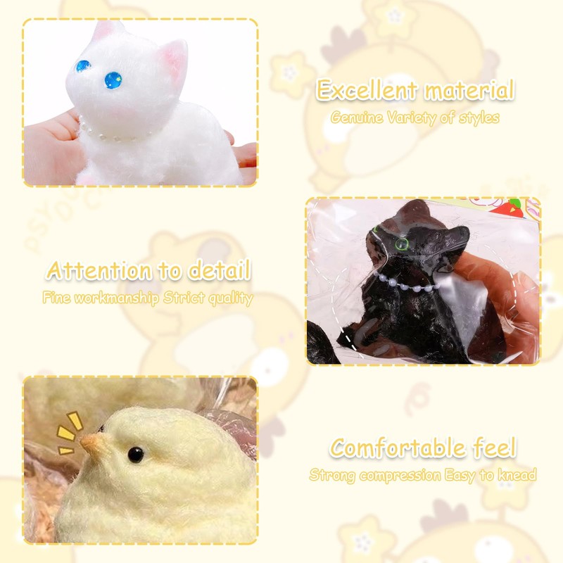 3PCS Taba Squishy Fufu Squishy Decompression Taba Squishy Cat Mini