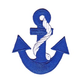 Anchor Blue White Iron-On or Sew-On Patch for Clothes Embroidered Iron-On Patch Applique Rockabilly Nautical Patch Size 6.0 x 7.0 cm