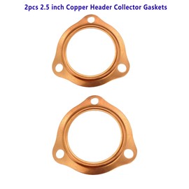 2pcs 2.5 inch Copper Header Collector Gaskets Reusable for SBC BBC 302 350 454 Gaskets， Exhaust Gaskets